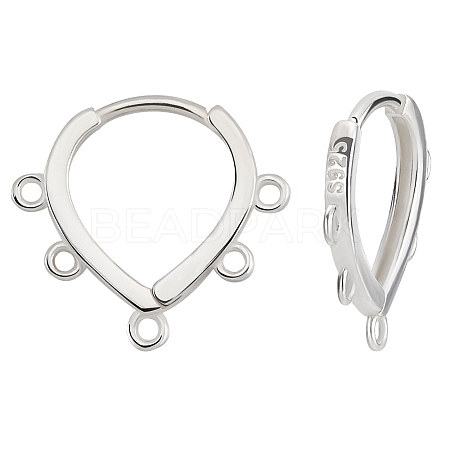 2 Pairs 925 Sterling Silver Hoop Earring Findings STER-BBC0007-15-1