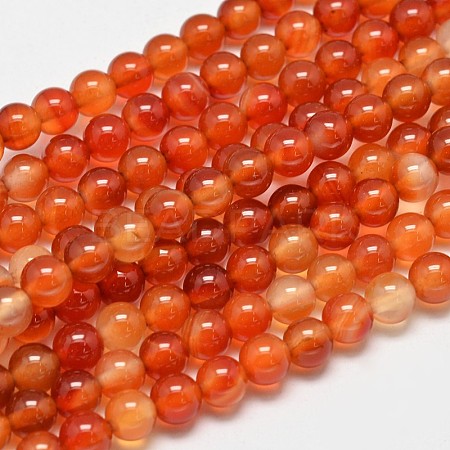 Round Natural Red Agate Bead Strands X-G-M257-6mm-26-1