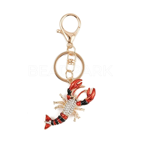 Lobster Alloy Rhinestone Pendant Decoration Keychains KEYC-B019-04-1