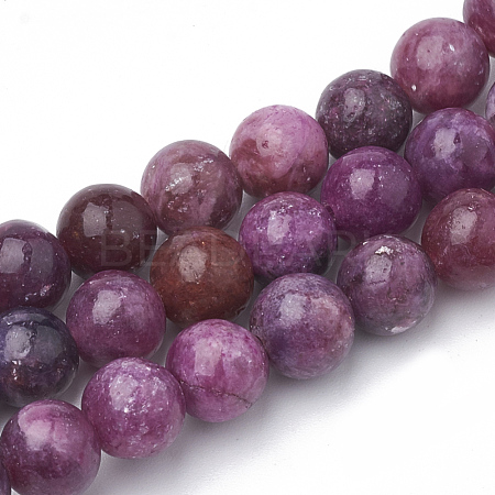 Natural Lepidolite/Purple Mica Stone Beads Strands G-T103-05-1