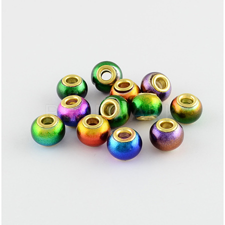 Spray Painted Bright Glass European Beads GPDL-R007-M6-1