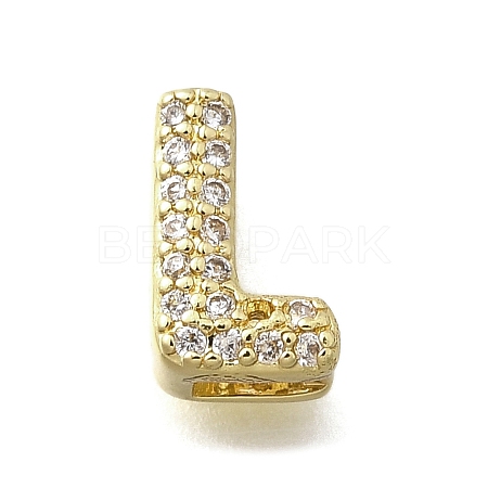 Brass Micro Pave Cubic Zirconia Letter Multi-Strand Links KK-D295-32G-12-1