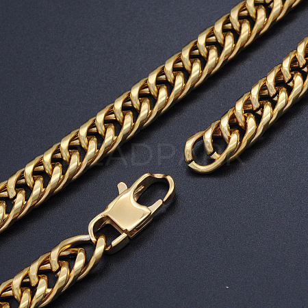 Men's 201 Stainless Steel Cuban Link Chain Necklaces NJEW-T012-01B-66-G-1