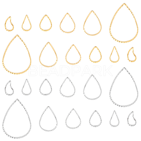   90Pcs 12 Style Teardrop Brass Linking Rings KK-PH0009-91-1