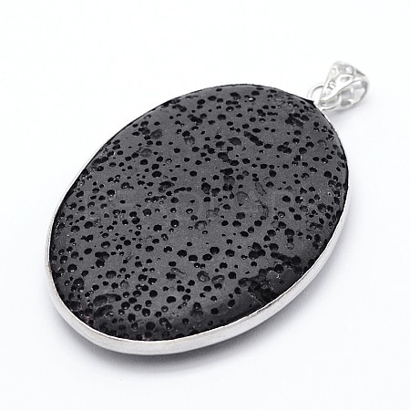 Oval Dyed Natural Lava Rock Big Pendant G-P124-08-1