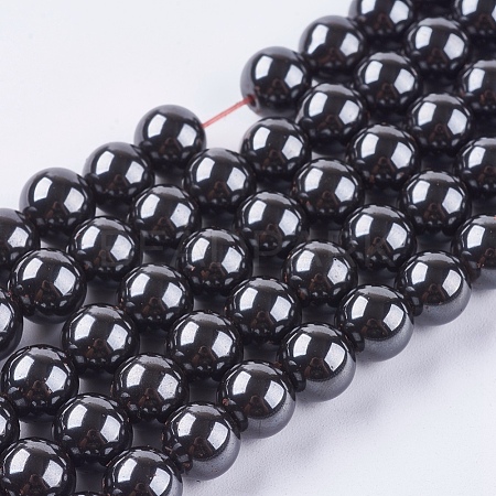 Magnetic Synthetic Hematite Beads Strands G-Q893-8mm-1