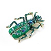 Beetles Enamel Pin with Rhinestone JEWB-P016-06AG-01-3