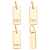 4Pcs 925 Sterling Silver Blank Rectangle Charms STER-PH0004-08-1