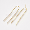 Brass Dangle Stud Earrings X-KK-S348-419-2