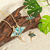 Manta Ray Alloy Abalone Shell Pendant Necklaces & Stud Earrings Sets for Women FS-WGFBE97-01-2