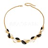 3 Tone Leaf Alloy Enamel Bib Necklace & Stud Earring FS-WG7DDB7-02-2