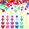 120Pcs 4 Styles Spray Painted Opaque Acrylic Beads ACRP-TA0001-03-1
