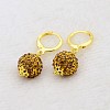 Dangling Round Ball Resin Rhinestone Earrings LS-EJEW-J080-17G-1
