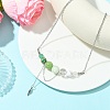 Natural Green Aventurine & Quartz Crystal & Dyed Imperial Jasper & New Jade Round Graduated Beaded Pendant 304 Stainless Steel Cable Chain Necklaces for Women NJEW-TA00242-03-1