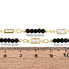 Brass Cubic Zirconia Rectangle Link Chains CHC-T018-19A-G-3