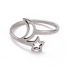 201 Stainless Steel Moon & Star Finger Ring RJEW-J051-28P-2