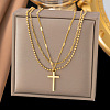 Cross 304 Stainless Steel Pendant Necklaces for Women NJEW-G157-07G-1