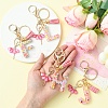 Letter A~Z Transparent Glitter Resin Pendant Keychains KEYC-FZ00024-04-4