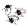 Natural Tiger Eye Adjustable Rings RJEW-K271-01P-10-1