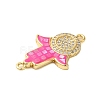 Rack Plating Brass Micro Pave Clear Cubic Zirconia Hamsa Hand Links Connector Charms KK-K385-118G-3