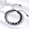 Non-Magnetic Synthetic Hematite & Natural Lava Rock Beads Braided Bead Bracelets BJEW-JB12611-02-2