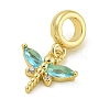 Rack Plating Brass Micro Pave Clear Cubic Zirconia European Dangle Pendants KK-Z067-29G-2