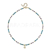 Ocean Brass Micro Pave Clear Cubic Zirconia Starfish Pendant Necklaces NJEW-JN06429-01-3
