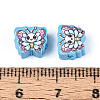 Printed Handmade Polymer Clay Beads CLAY-T022-13-3