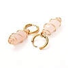 Copper Wire Wrapped Natural Rose Quartz Dangle Earrings for Women EJEW-JE04628-01-3