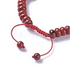 Adjustable Natural Red Jasper Braided Bead Bracelets BJEW-F369-A07-3