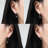 Rhodium Plated 925 Sterling Silver Circle Beaded Huggie Hoop Earrings for Women JE912A-01-5