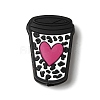 Heart Cow Printed Coffee Cup Mug Silicone Focal Beads SIL-M006-06B-1