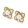 Brass Flower Stud Earrings with Natural Pearl EJEW-Z020-04G-1
