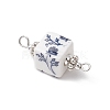 Handmade Flower Printed Porcelain Cube Links PALLOY-JF03965-02-4