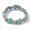 Beach Turtle Dyed Synthetic Turquoise Stretch Bracelets BJEW-JB10291-02-2
