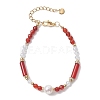 Natural Gemstone & Cultured Freshwater Pearl Beaded Bracelets for Women BJEW-JB13218-3