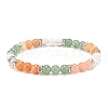 Natural Red Aventurine & Gemstone Round Beaded Bracelet for Women BJEW-JB08336-04-1