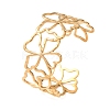304 Stainless Steel Hollow Flower Outline Open Cuff Bangles for Women SA-CBABC9E-02G-2