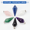 Olycraft 6Pcs 6 Style Natural Mixed Gemstone Pointed Pendants KK-OC0001-22-4