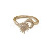 Brass Micro Pave Clear Cubic Zirconia Cuff Open Rings for Couple WG75937-04-2
