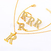 Letter Crown Alloy Rhinestone Pendant Necklaces & Stud Earring & Rings & Bracelet Sets for Women FS-WG4B6BC-01-2