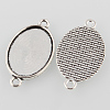 Antique Silver Tibetan Style Alloy Flat Oval Cabochon Connector Settings TIBE-M022-05AS-2