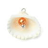 Natural Shell & Imitation Pearl Pendants PALLOY-JF03376-02-3