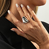 Irregular Alloy & Acrylic Finger Rings WGF25BE-09-1