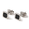 304 Stainless Steel Square Stud Earrings EJEW-C114-06P-01-2