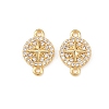 Brass Micro Pave Clear Cubic Zirconia Connector Charms KK-H524-02G-1