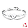925 Sterling Silver Heart and Cubic Zirconia Inlaid Bracelets for Women LK7425-3-1