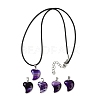 Dyed Natural Banded Agate Heart Pendant Necklaces NJEW-G166-01B-1