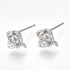 Brass Cubic Zirconia Stud Earring Findings X-KK-S350-012P-1