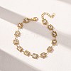 304 Stainless Steel Pave Glass Link Chains Bracelets for Women BJEW-G780-04G-4